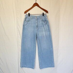 Paige Denim Harper High Rise Wide Leg Jeans in Light Blue Creation Wash Size 32